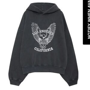 Anine Bing Alec Hoodie Eagle - Small, Washed black